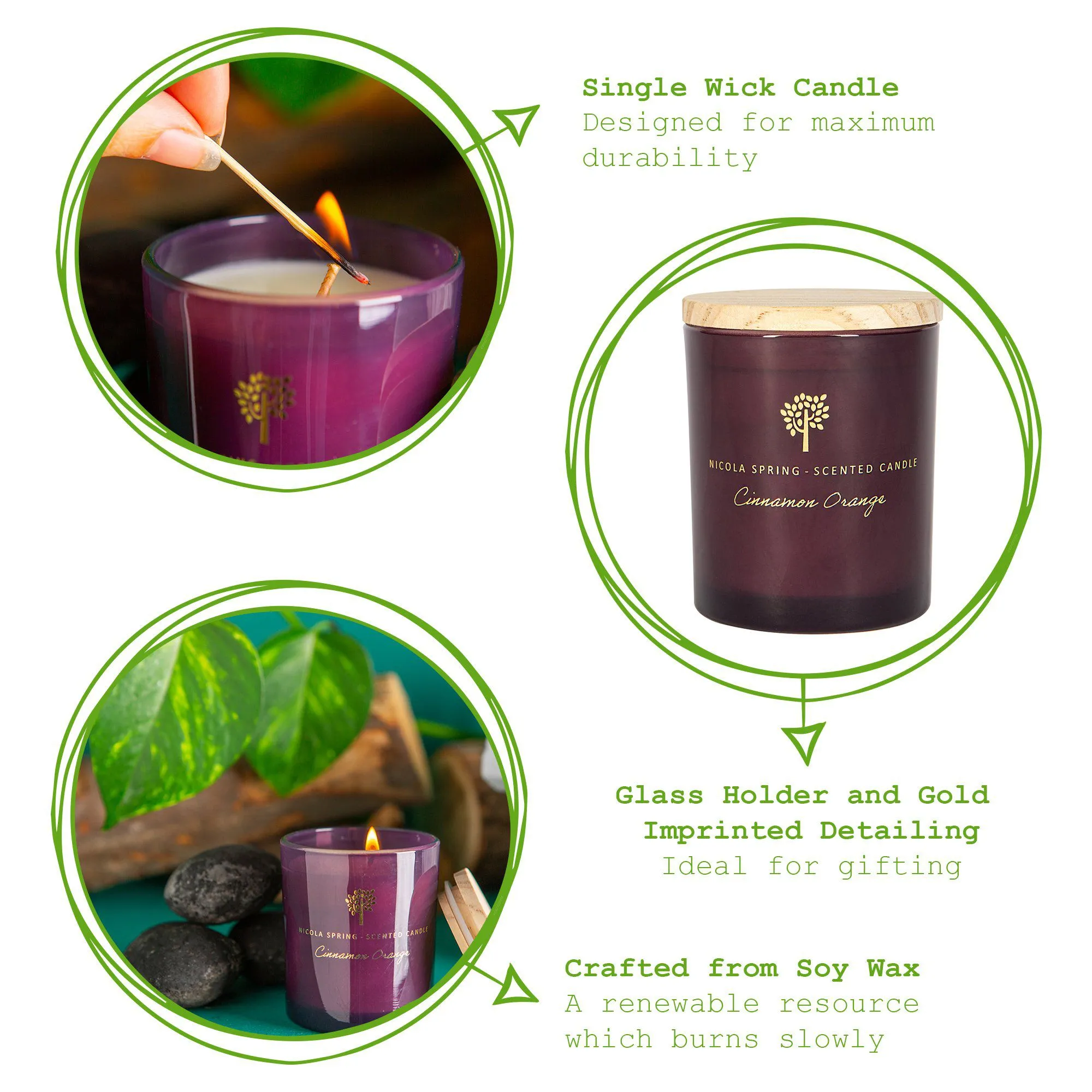 130g Cinnamon Orange Soy Wax Scented Candle - By Nicola Spring