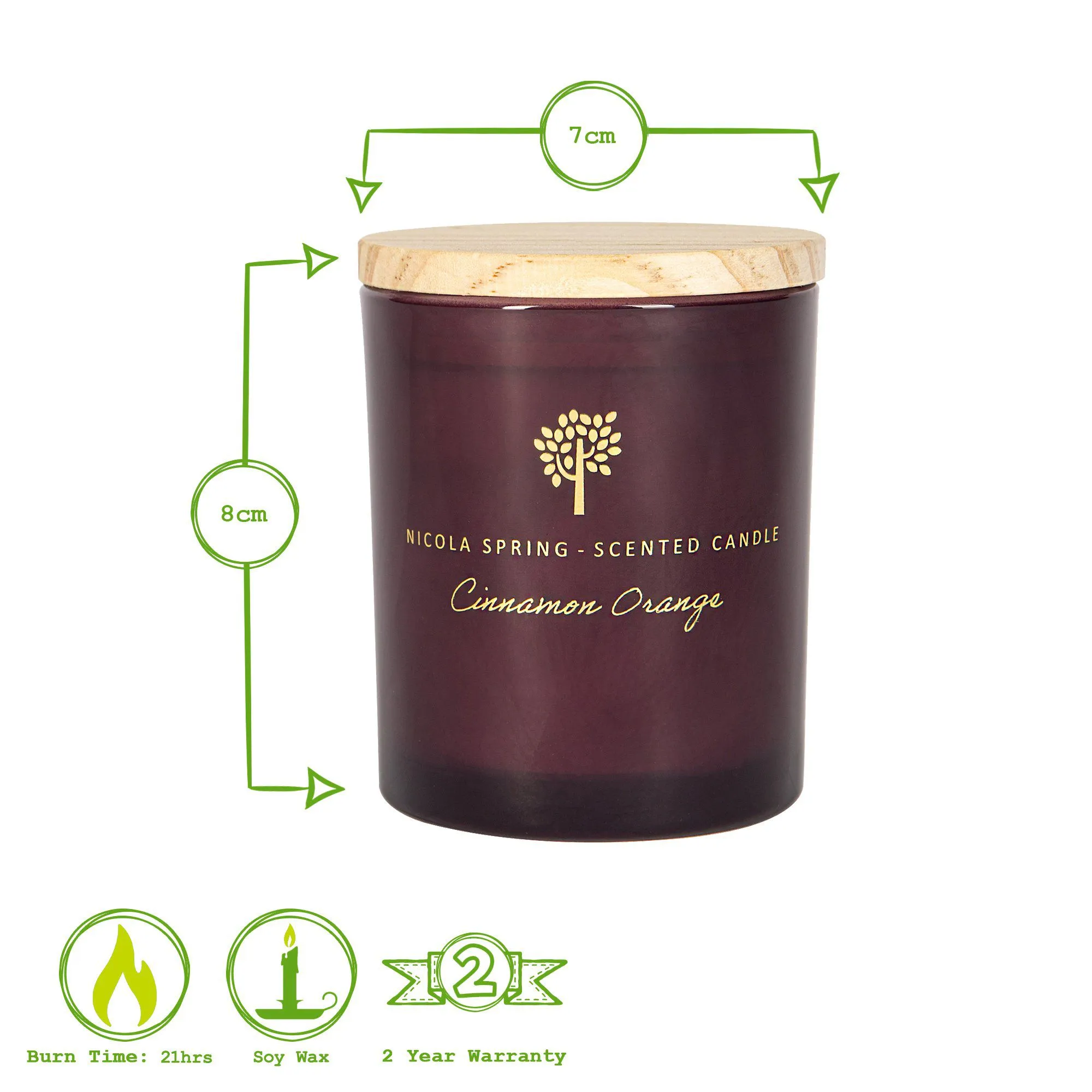 130g Cinnamon Orange Soy Wax Scented Candle - By Nicola Spring