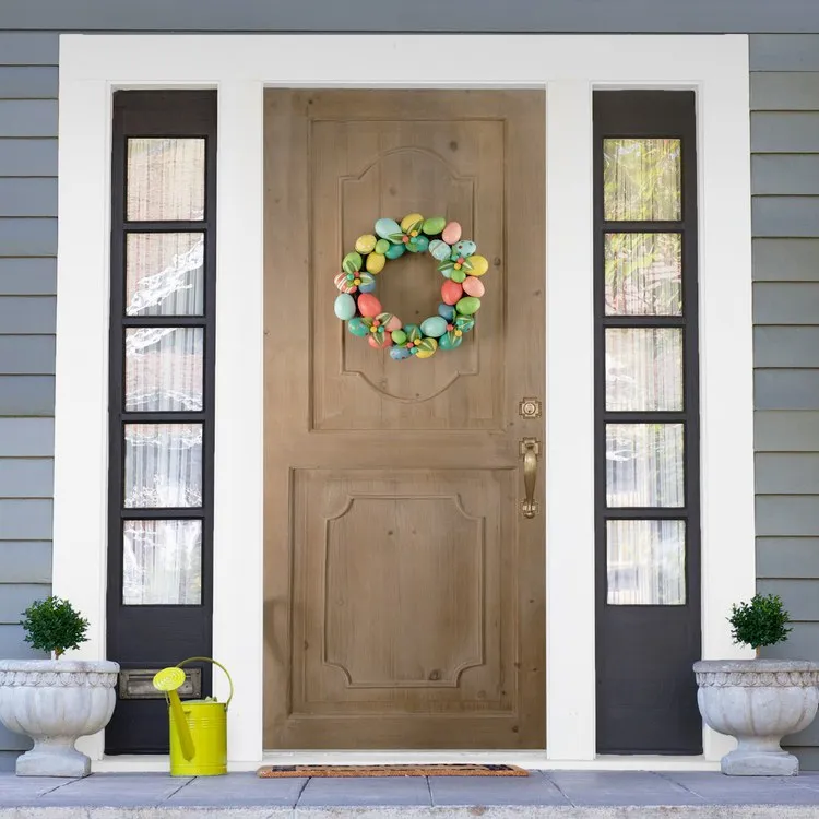 14" Unlit Colorful Easter Egg Wreath