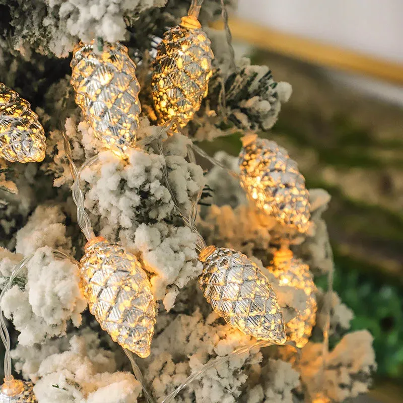 1.5M Gold Silver Pine Cone LED String Lights Christmas Fairy Lights