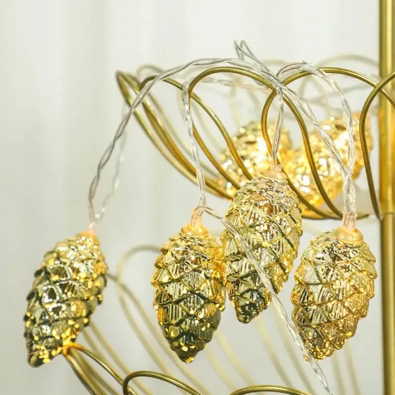1.5M Gold Silver Pine Cone LED String Lights Christmas Fairy Lights