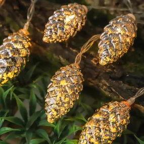 1.5M Gold Silver Pine Cone LED String Lights Christmas Fairy Lights