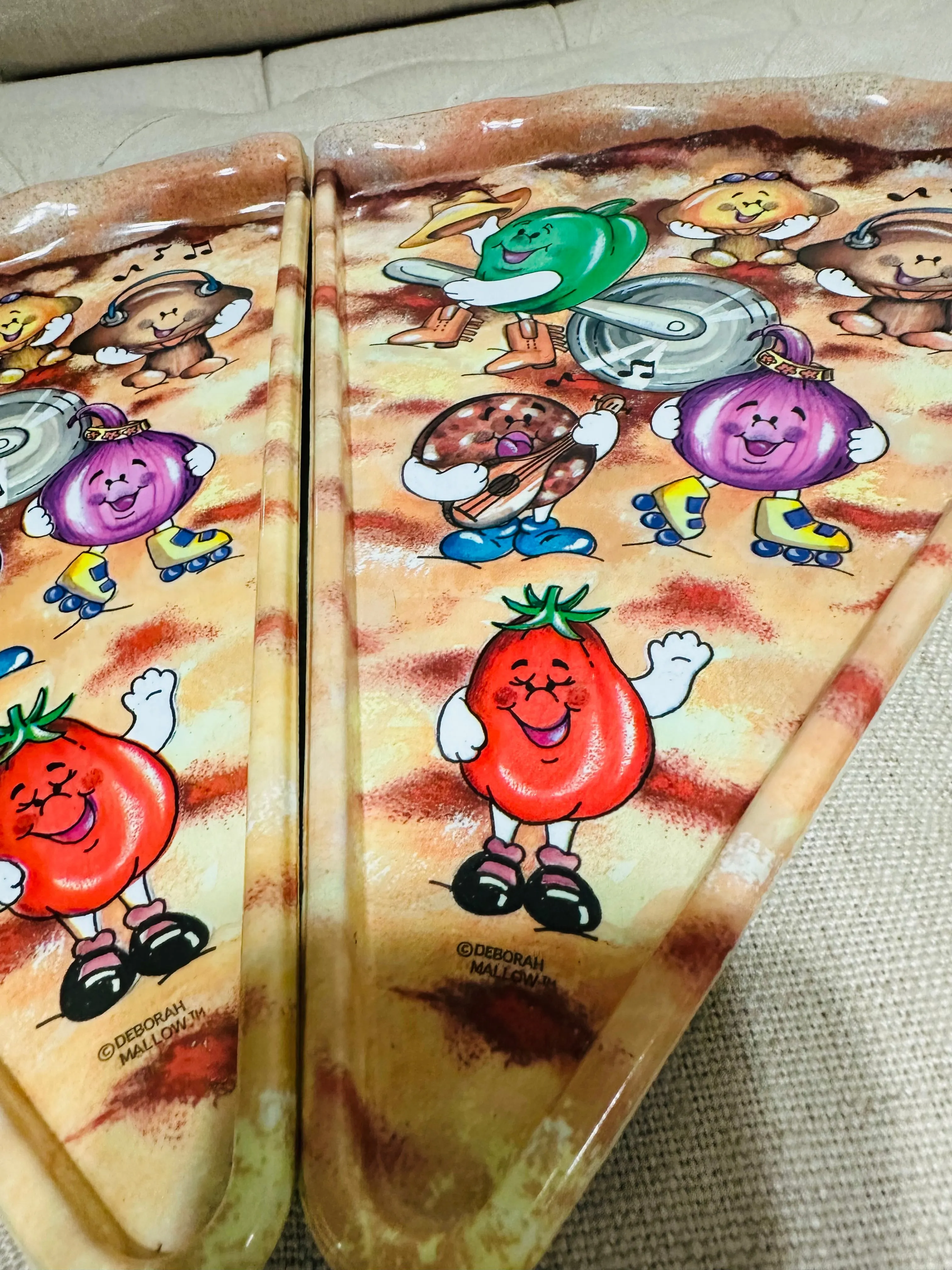 1990s Vintage Nostalgia Gift Deborah Mallow Pizza Slice Shaped Plates - Plastic QTY 2