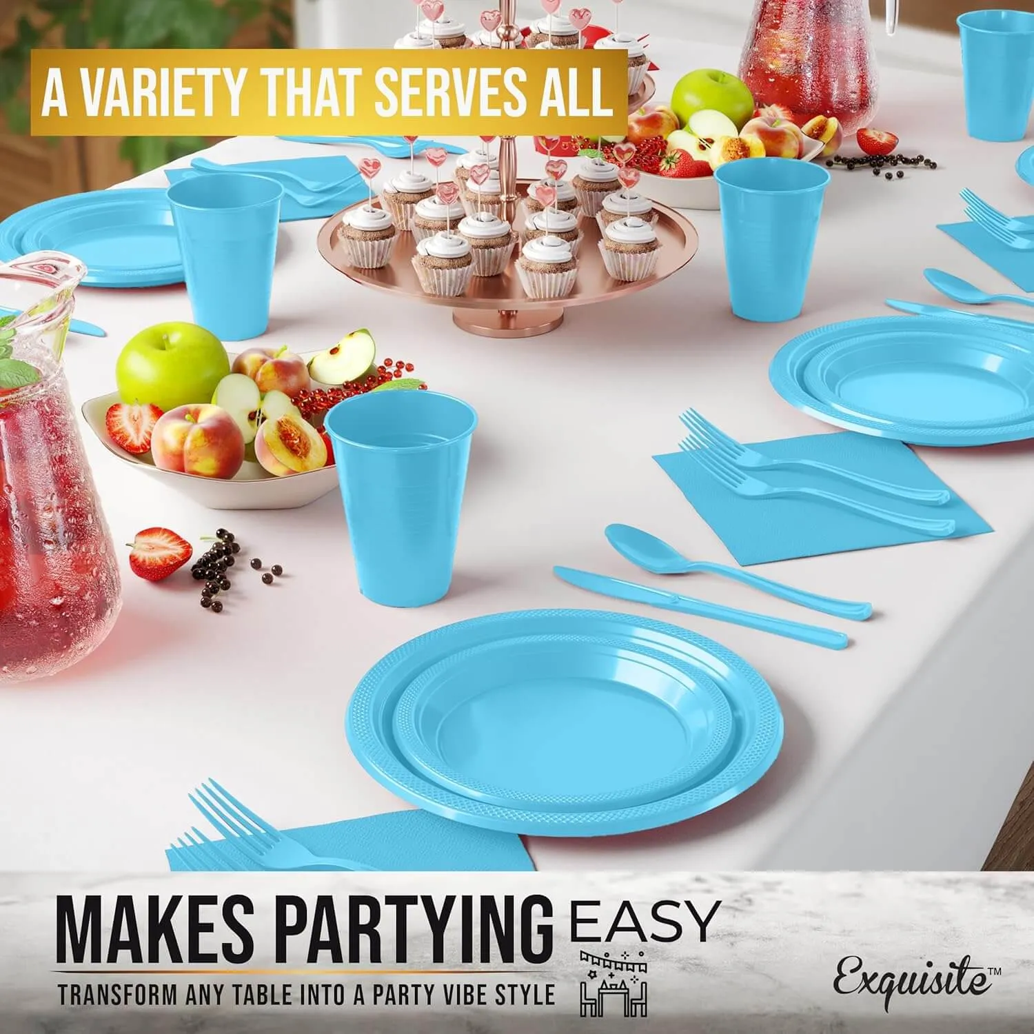 350 Solid Color Tableware Combo - Light Blue