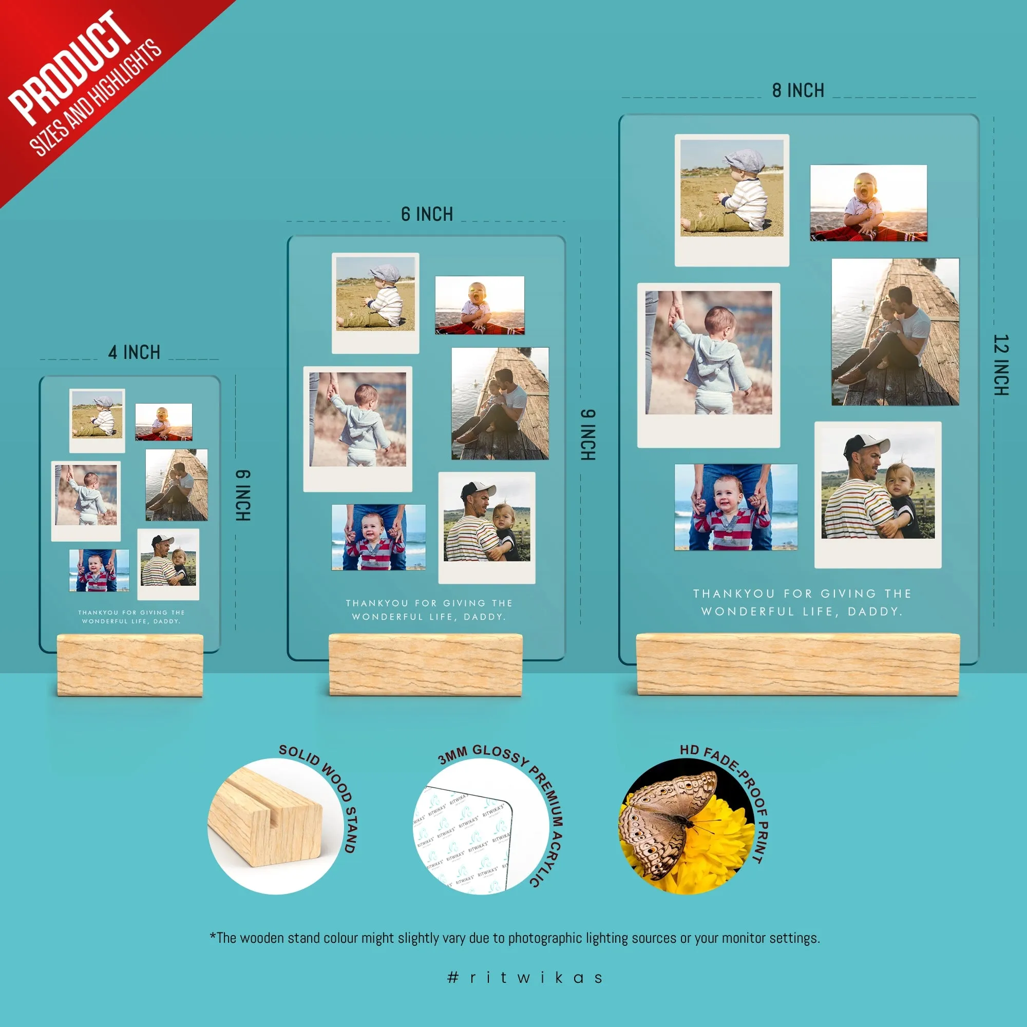 6 Photo Collage with Message Acrylic Plaque