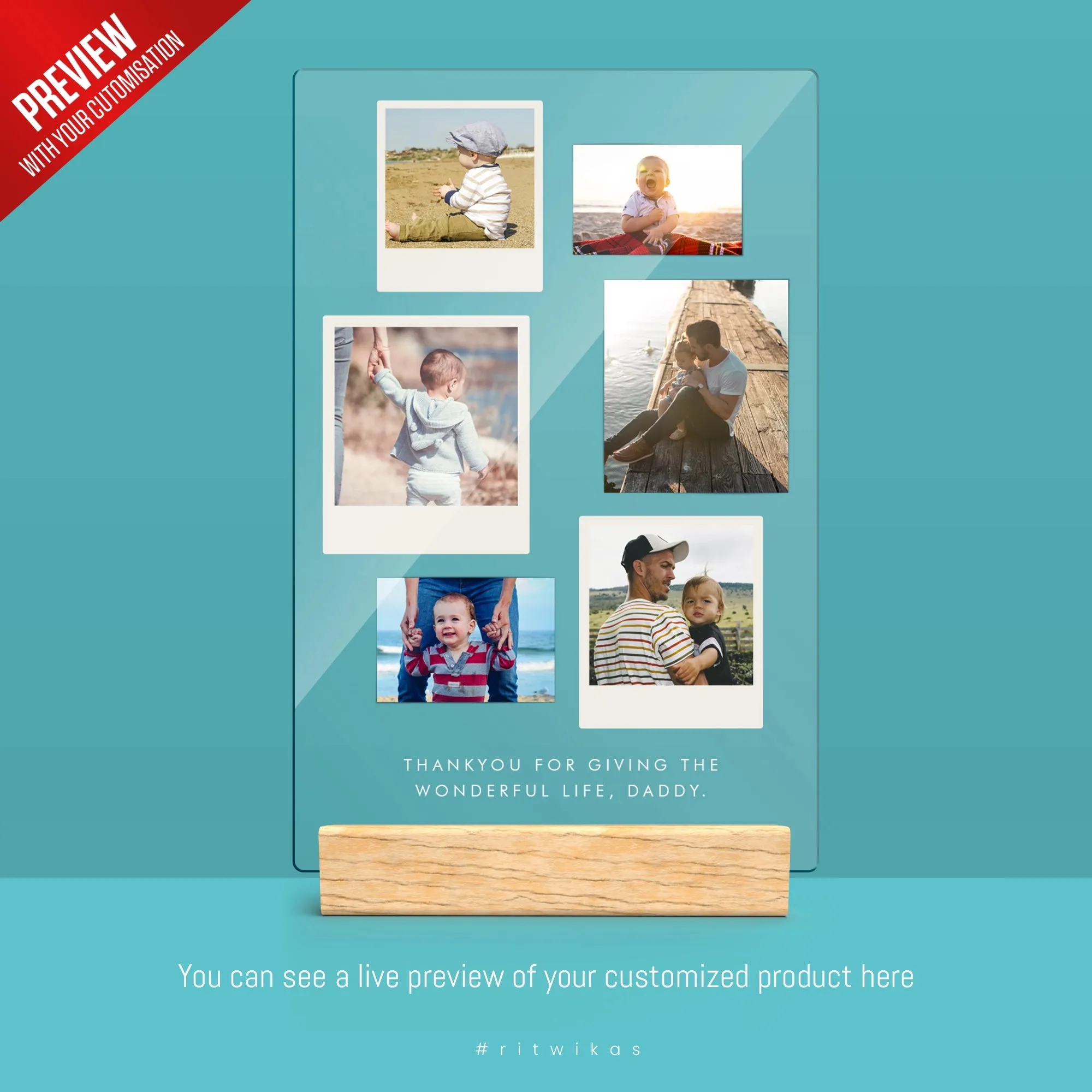 6 Photo Collage with Message Acrylic Plaque