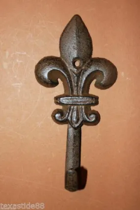 6)pcs, Fleur De Lis wall hooks 5 1/2 inch free shipping! Elegant Fleur De Lis wall decor, vintage-look, vintage-look wall hooks,  F-4