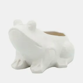 6" Frog Planter, White