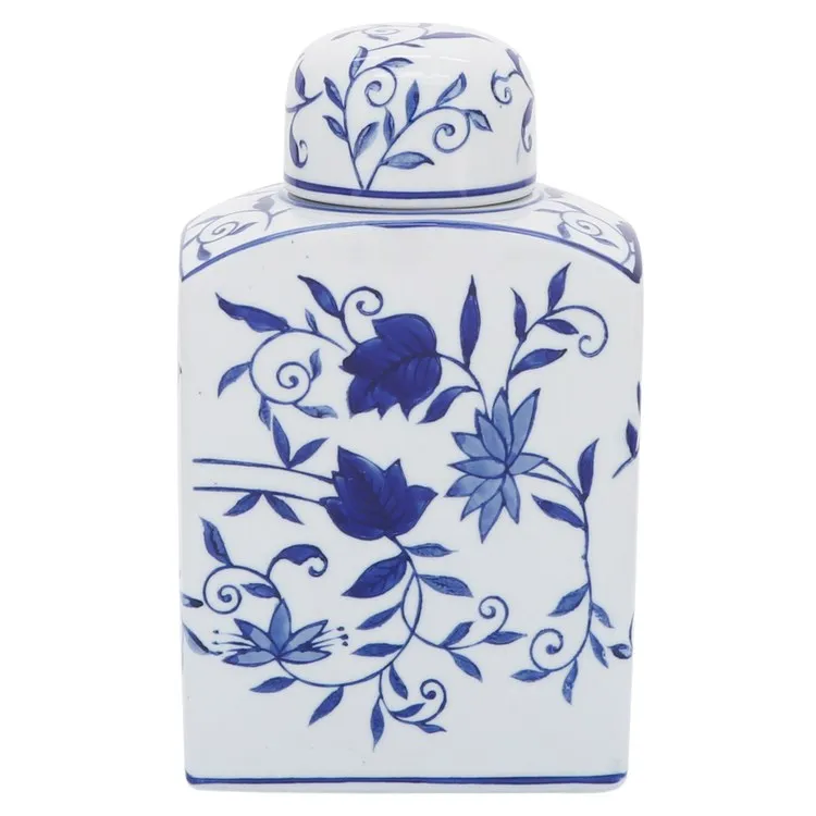 9" Ceramic Rectangular Jar - Blue