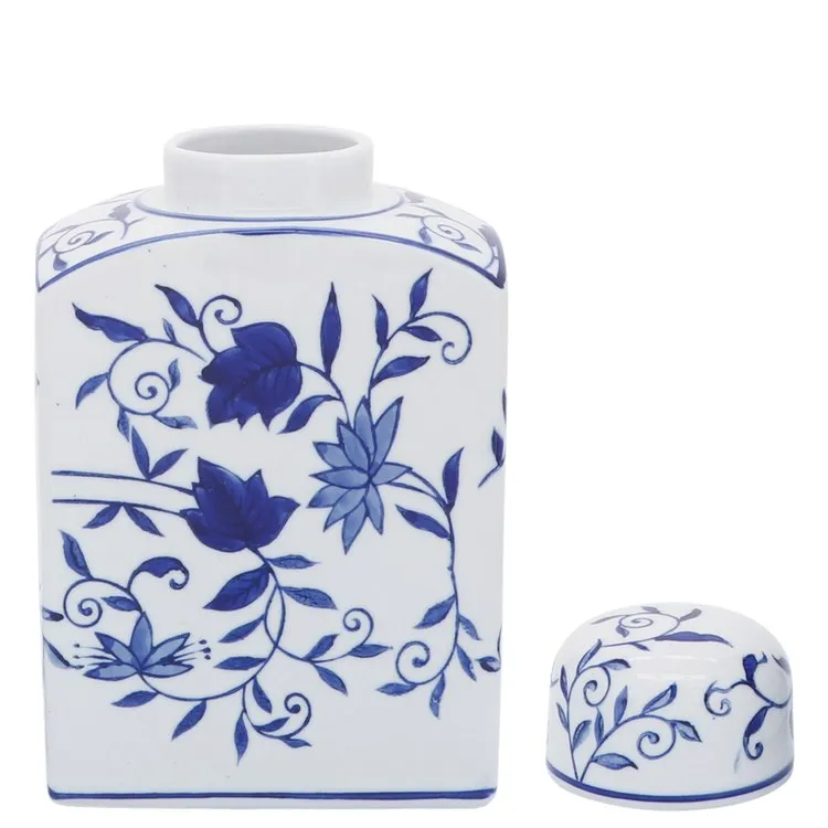 9" Ceramic Rectangular Jar - Blue