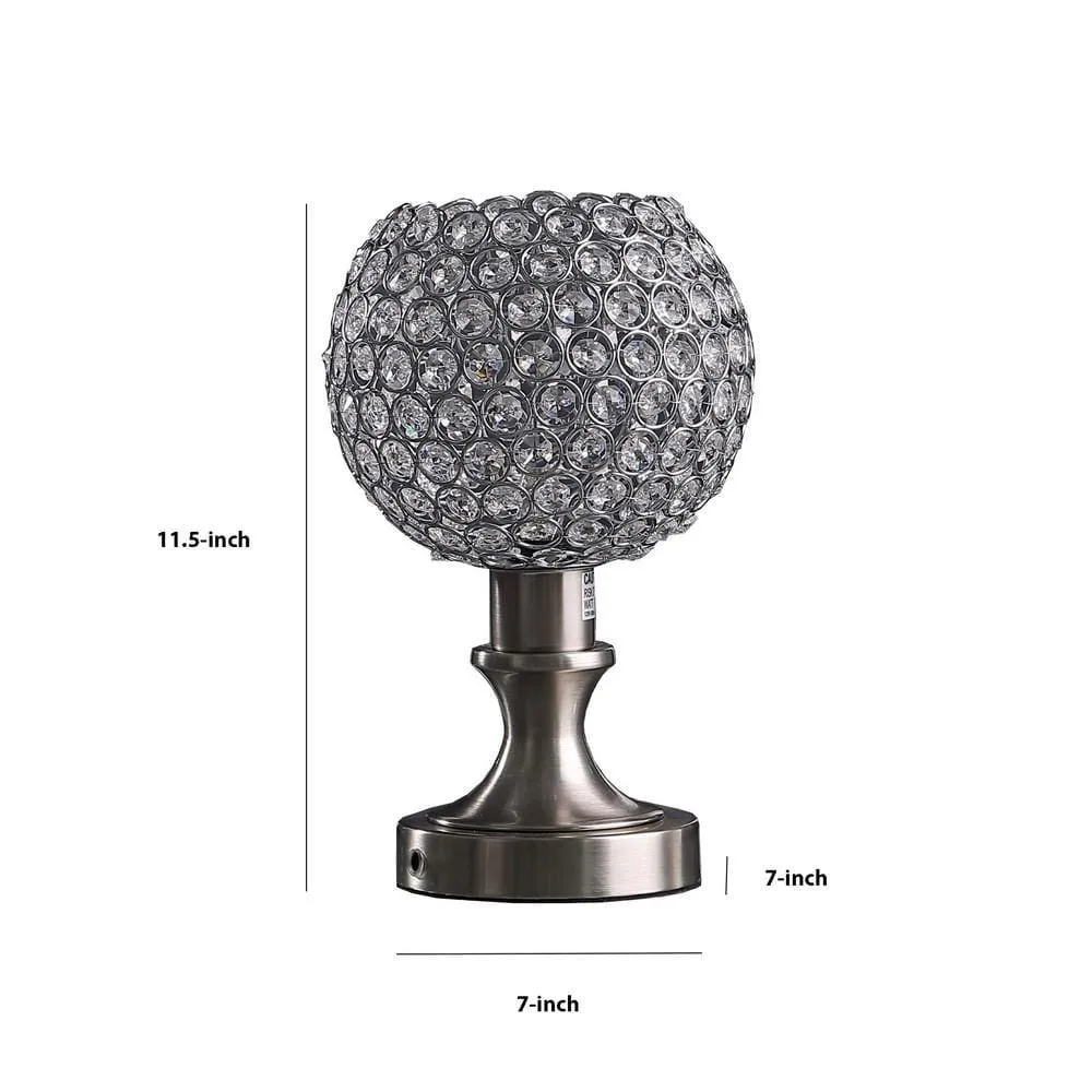 Acrylic Bead Globe Table lamp with Metal Base, Silver By Casagear Home
