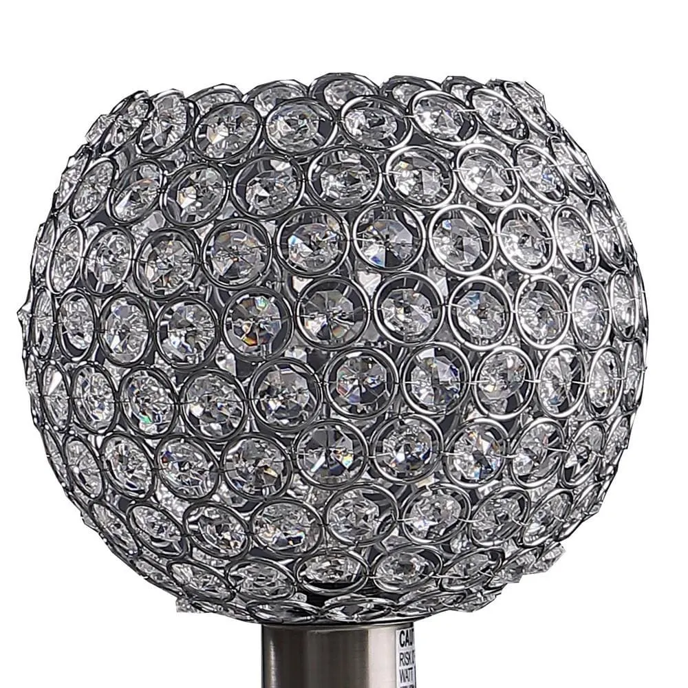 Acrylic Bead Globe Table lamp with Metal Base, Silver By Casagear Home