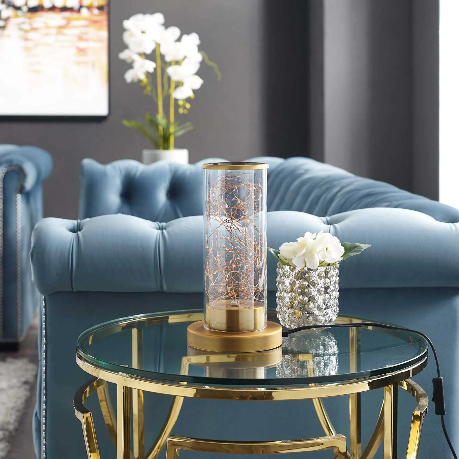 Amalia Cylindrical Table Lamp Gold/Chrome