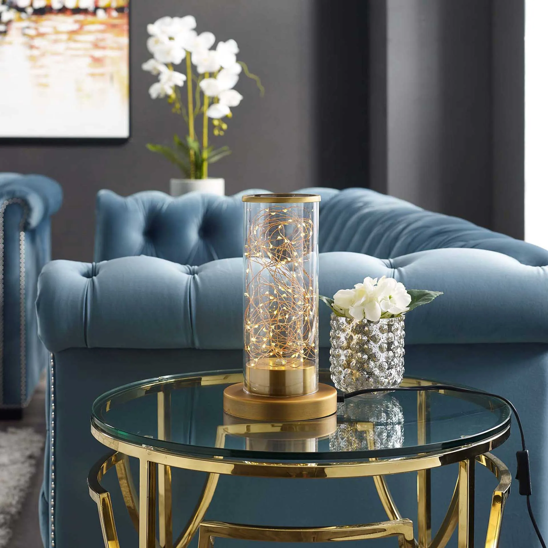 Amalia Cylindrical Table Lamp Gold/Chrome