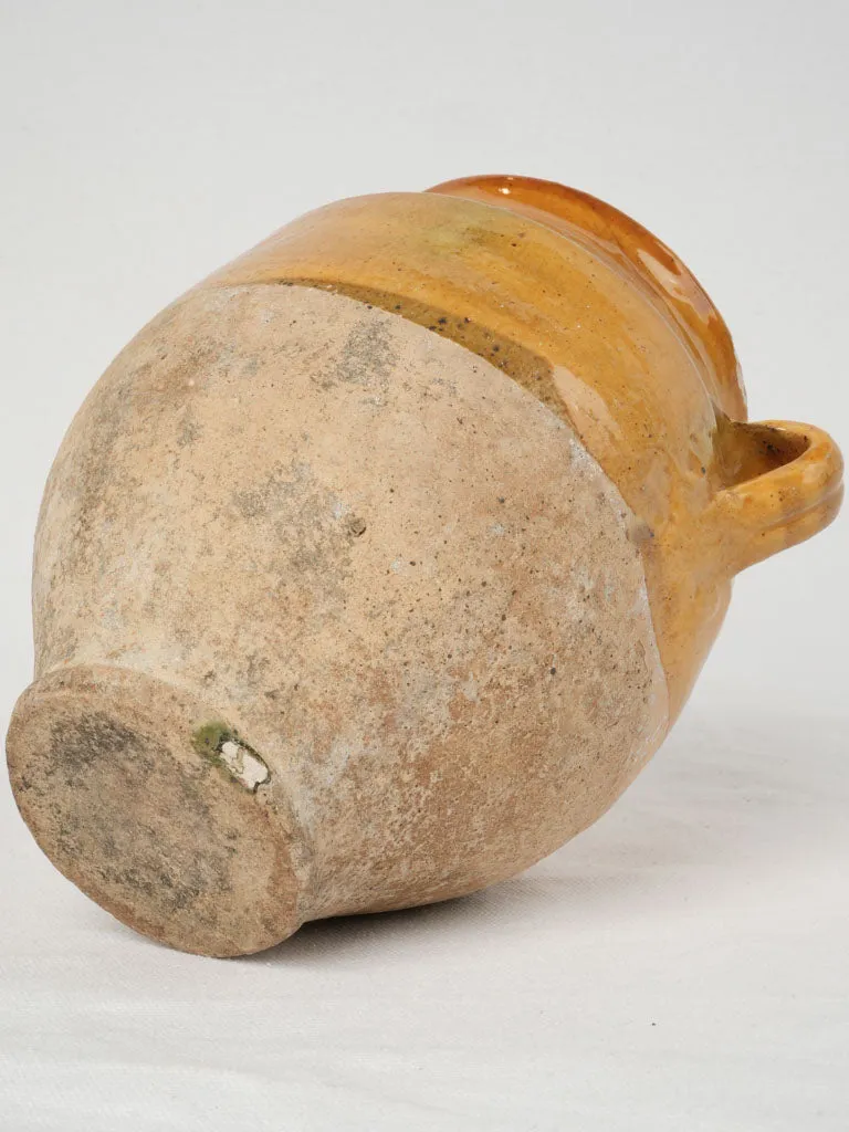 Antique terracotta French confit pot w/ ocher glaze 8¼"