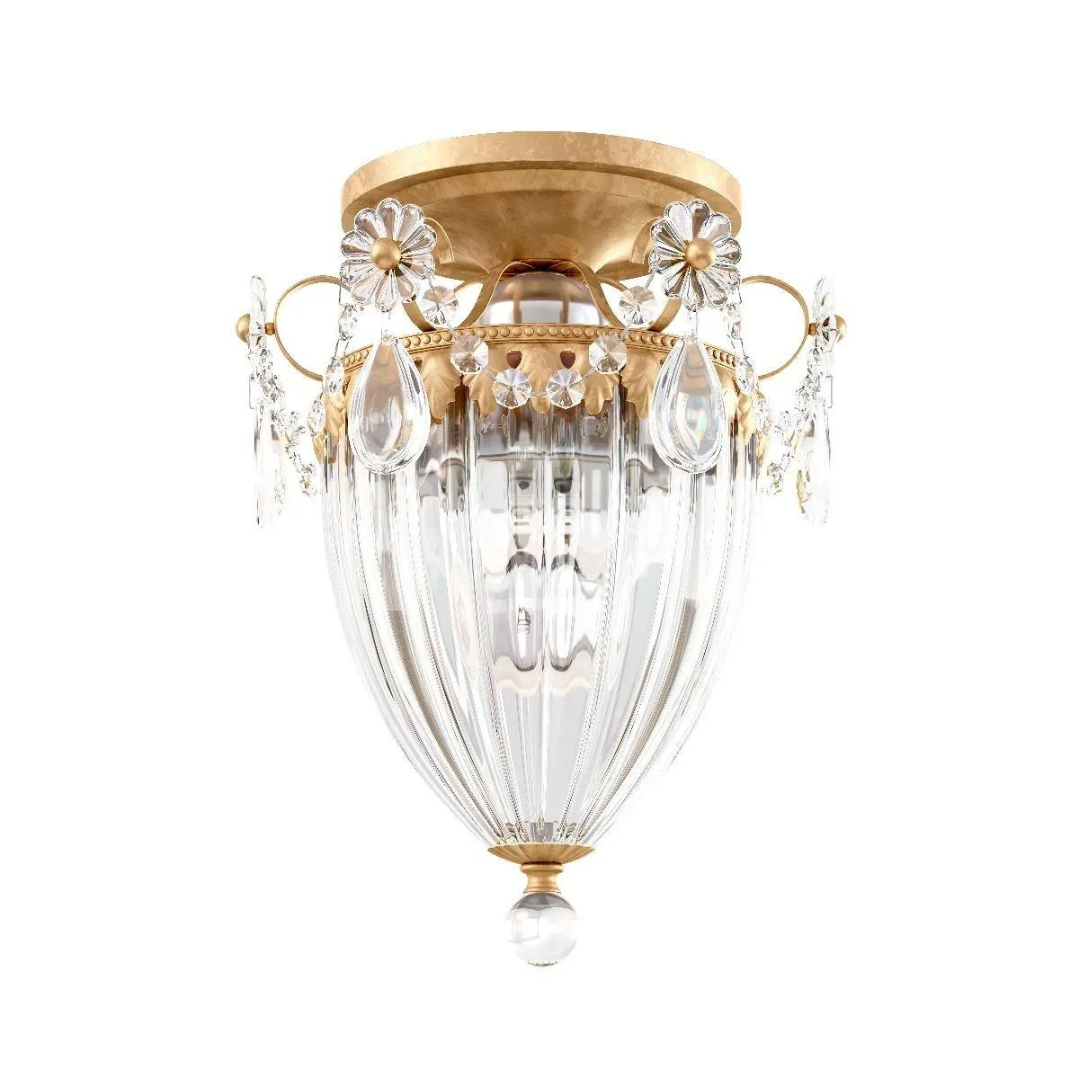 Bagatelle 10 inch French Gold Semi Flush Mount Light with Clear Heritage Crystals