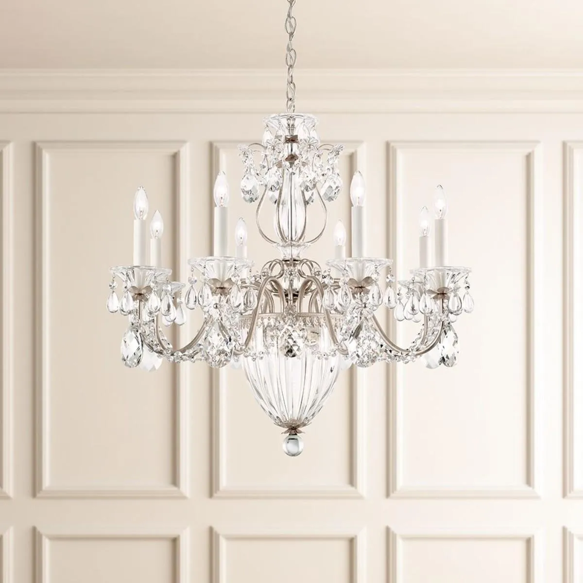 Bagatelle 11 Lights Polished Silver Chandelier with Clear Heritage Crystals
