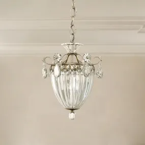 Bagatelle 3 Lights Antique Silver Pendant Light with Clear Heritage Crystals