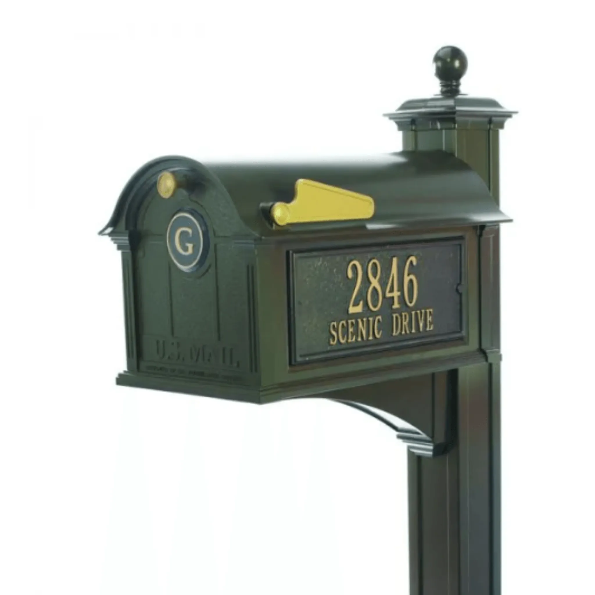 Balmoral Personalized Mailbox Plaques, Monogram & Post Package – Available in Multiple Finishes