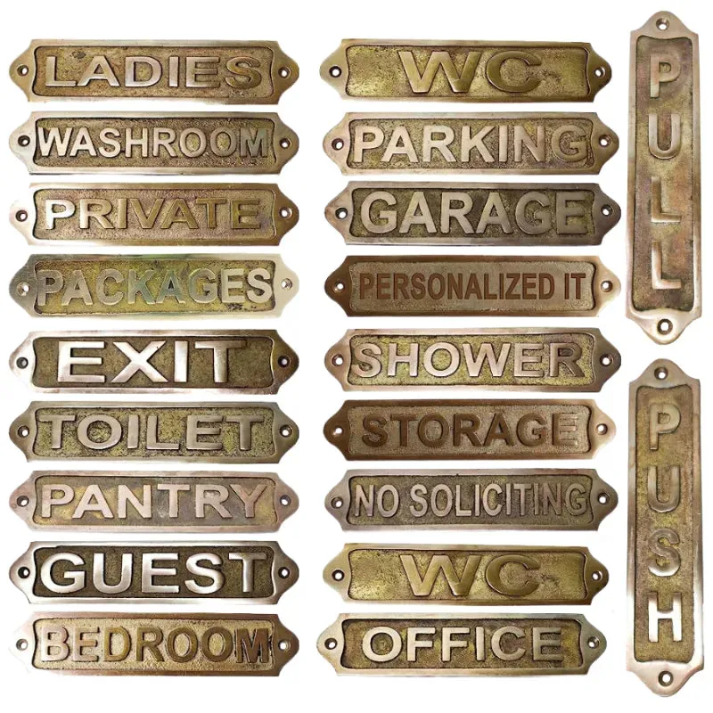 Bathroom Brass Plaques 22x5 cm