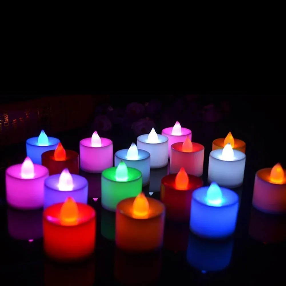 Beau STUTI LED Smokeless Pack of 24 Flameless Fake Rechargeable Coloring Floating Tealight Candle with Replaceable Battery Decorate Diwali Birthday Party Special Occasion