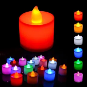 Beau STUTI LED Smokeless Pack of 24 Flameless Fake Rechargeable Coloring Floating Tealight Candle with Replaceable Battery Decorate Diwali Birthday Party Special Occasion