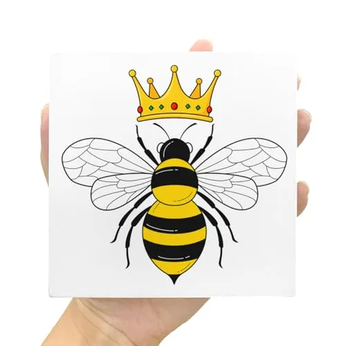 Bee Queen Desk Decor, Funny Bee Queen Crown Wood Block Sign Desk Décor for Home Bedroom Office