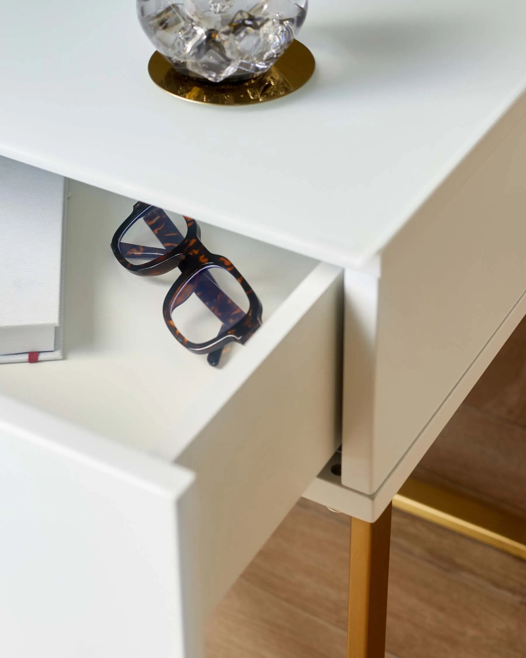 Benton Single Drawer White Bedside Table