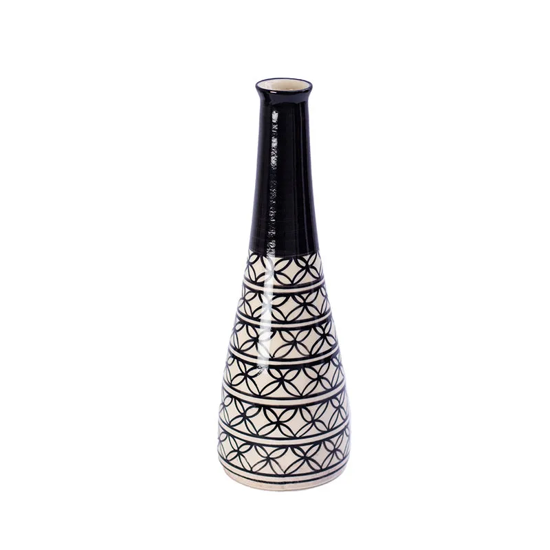 Black Ceramic Handcrafted Flower vase