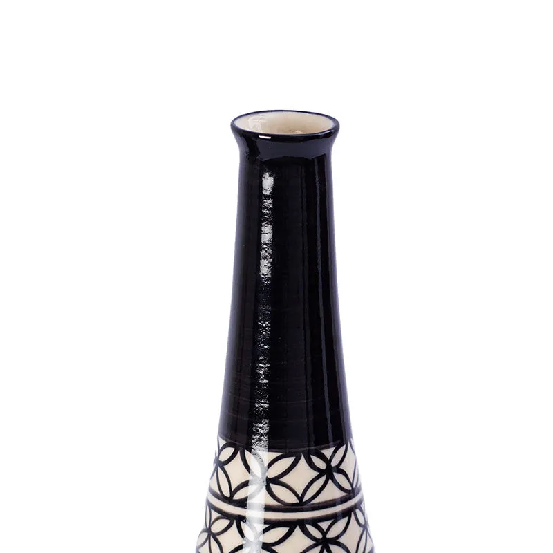 Black Ceramic Handcrafted Flower vase