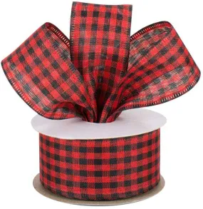 Black Red Gingham Wired Ribbon - 1 1/2" x 10 Yards