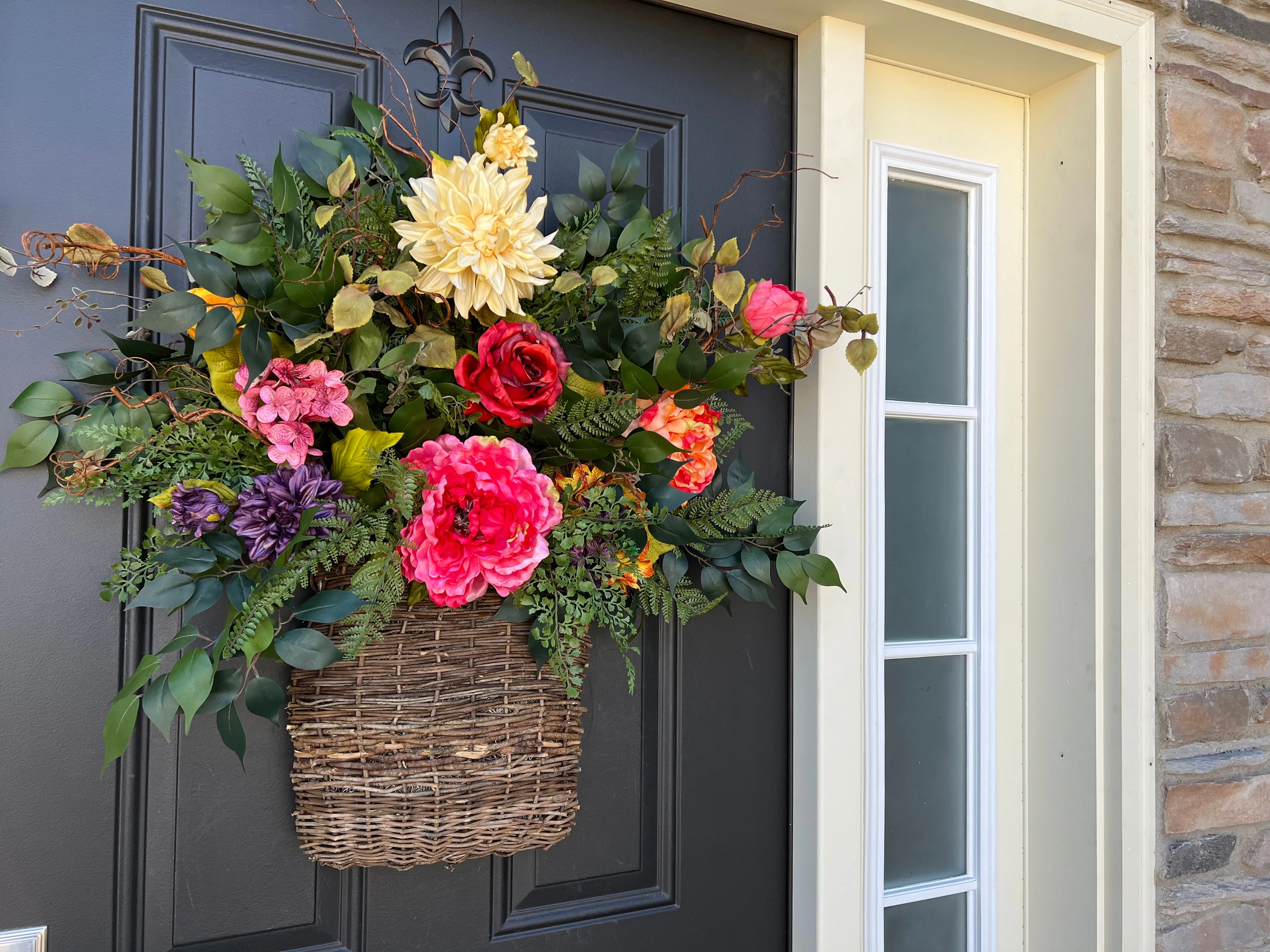 Blooming Basket Door Wreath for Summer