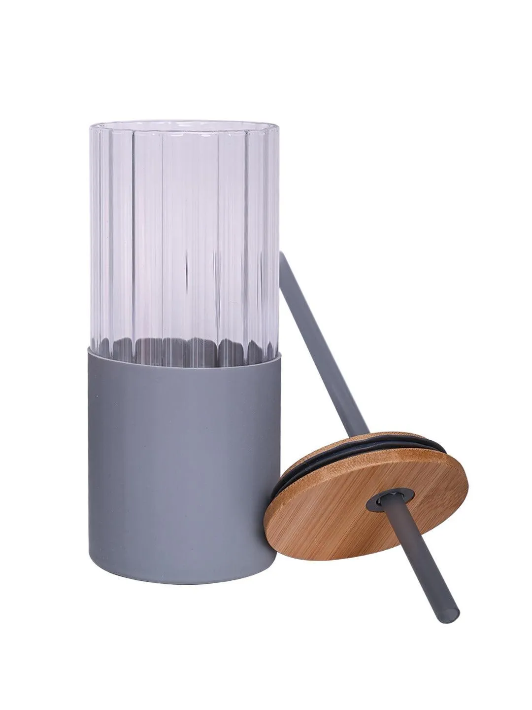 Borosilicate Glass Tumbler with Grey Silicone Sleeve - 350Ml