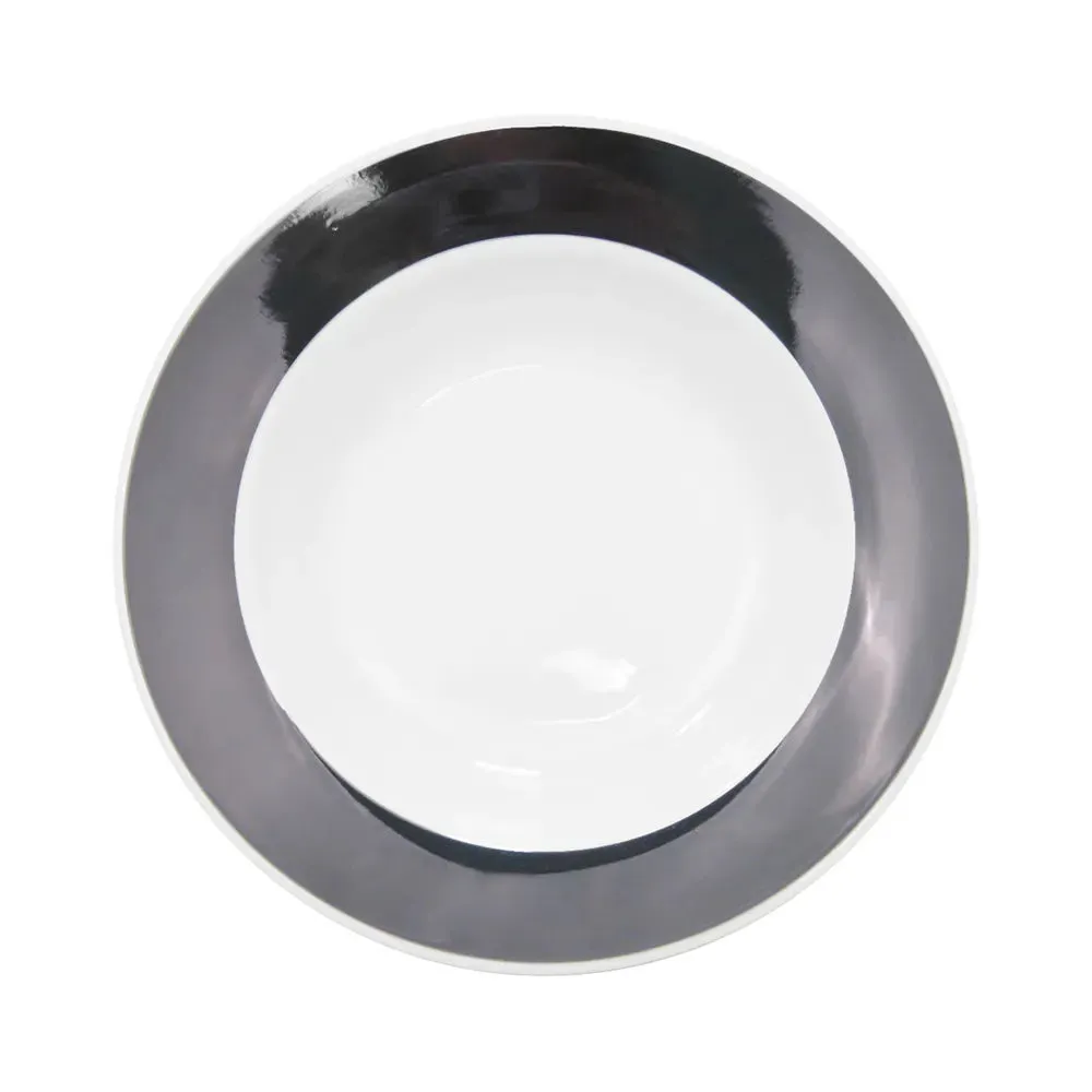 CAC China R-3-BLK Rim Soup Plate 12 Oz Black 8 3/4" Case of 24 Pcs