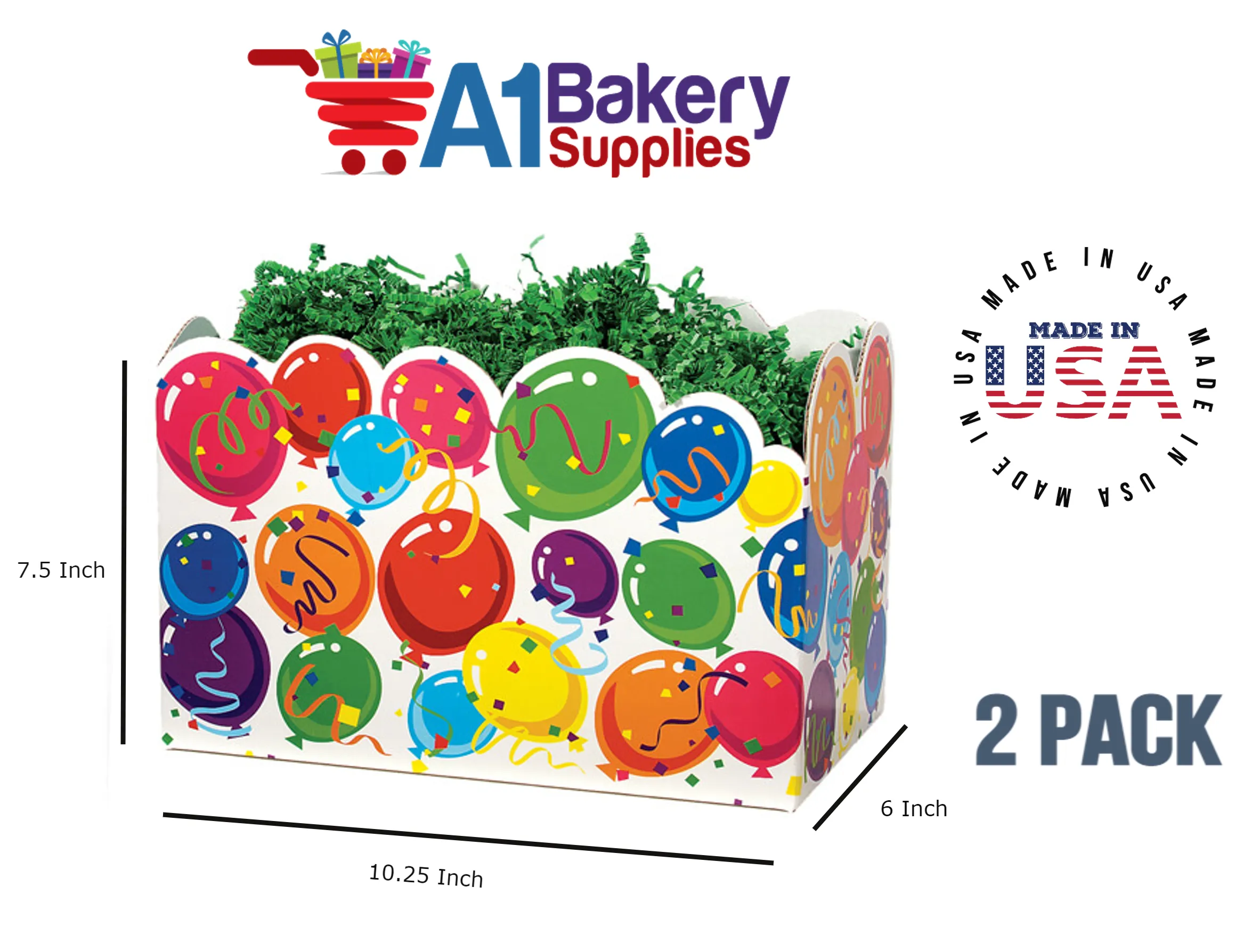 Celebrate Basket Box, Theme Gift Box, Large 10.25 (Length) x 6 (Width) x 7.5 (Height), 2 Pack