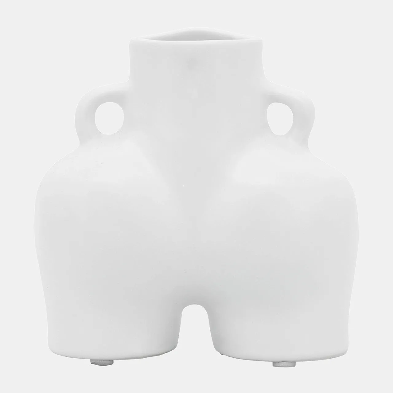 Cer, 6" Half Body Vase, White