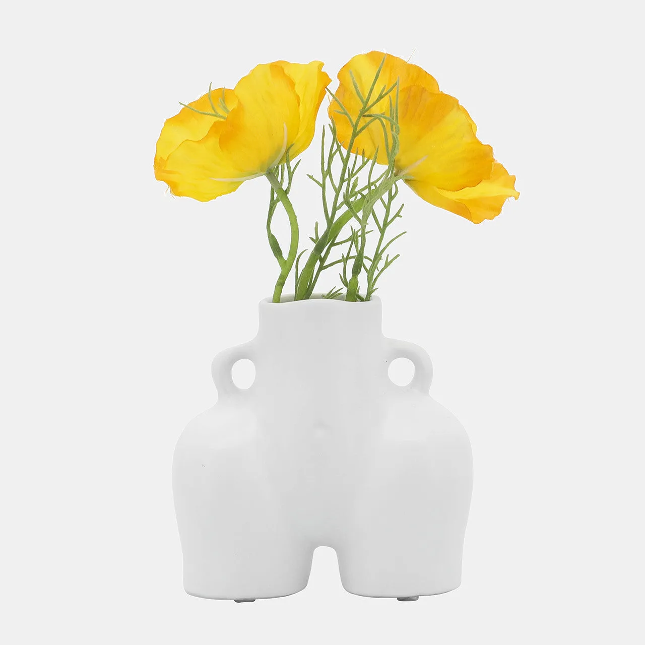 Cer, 6" Half Body Vase, White