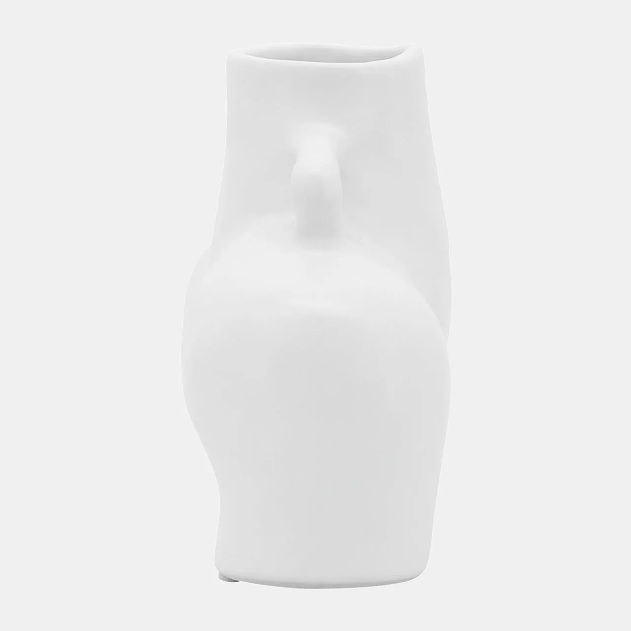 Cer, 6" Half Body Vase, White