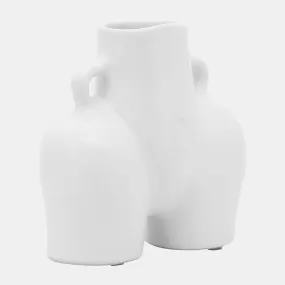 Cer, 6" Half Body Vase, White