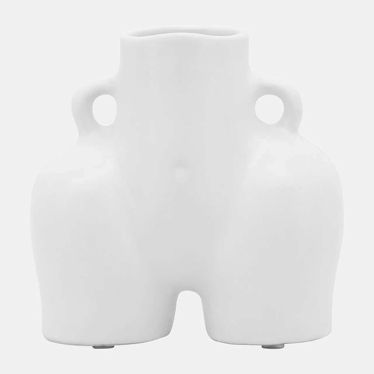 Cer, 6" Half Body Vase, White