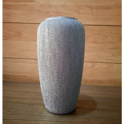 Champagne Silver Glam Ribbed Textured Distinctive Cylindrical Vase