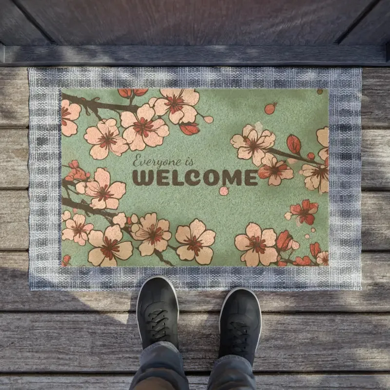 Cherry Blossoms Coir Coconut Fiber Doormat