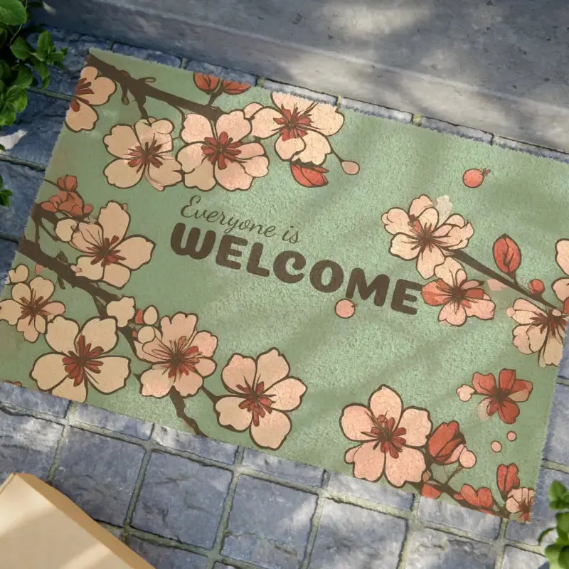 Cherry Blossoms Coir Coconut Fiber Doormat