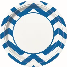 Chevron Paper Dinner Plates - Royal Blue