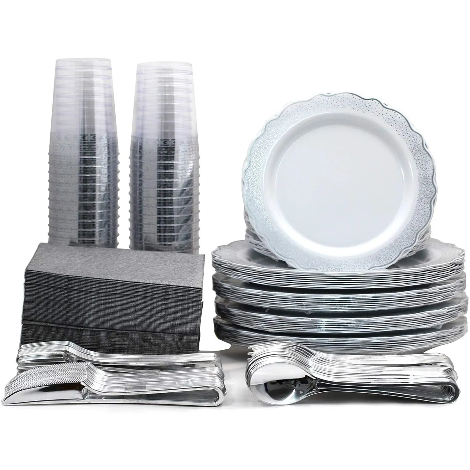 Confetti Collections Plate White Silver 9.5"