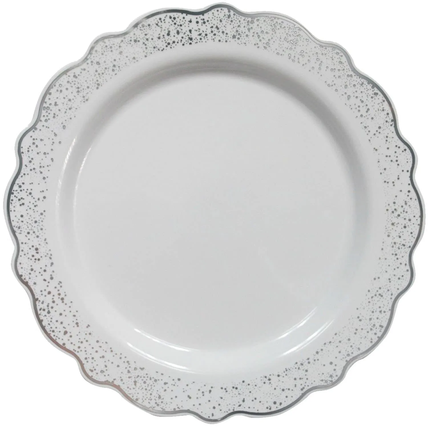 Confetti Collections Plate White Silver 9.5"