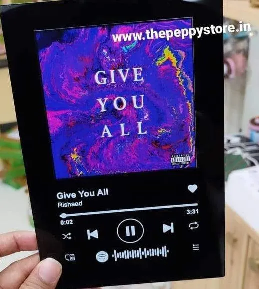 Customised Spotify Song Layout Music Plaque-BLACK . Comes with wooden stand( NO COD ALLOWED ON THIS PRODUCT)