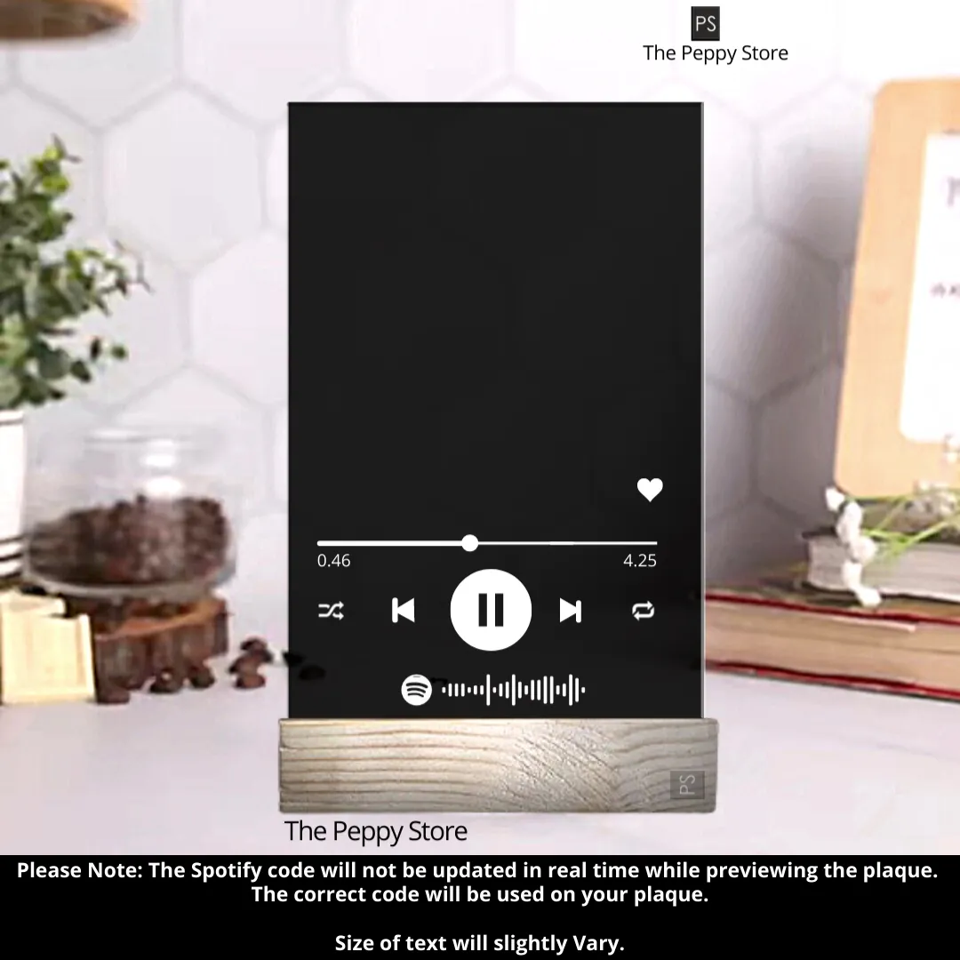 Customised Spotify Song Layout Music Plaque-BLACK . Comes with wooden stand( NO COD ALLOWED ON THIS PRODUCT)