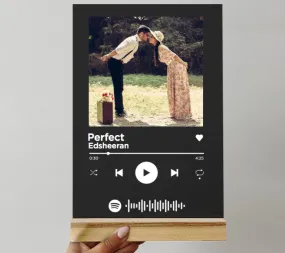 Customised Spotify Song Layout Music Plaque-BLACK . Comes with wooden stand( NO COD ALLOWED ON THIS PRODUCT)