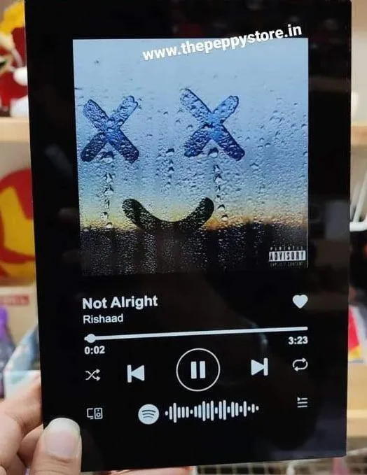 Customised Spotify Song Layout Music Plaque-BLACK . Comes with wooden stand( NO COD ALLOWED ON THIS PRODUCT)